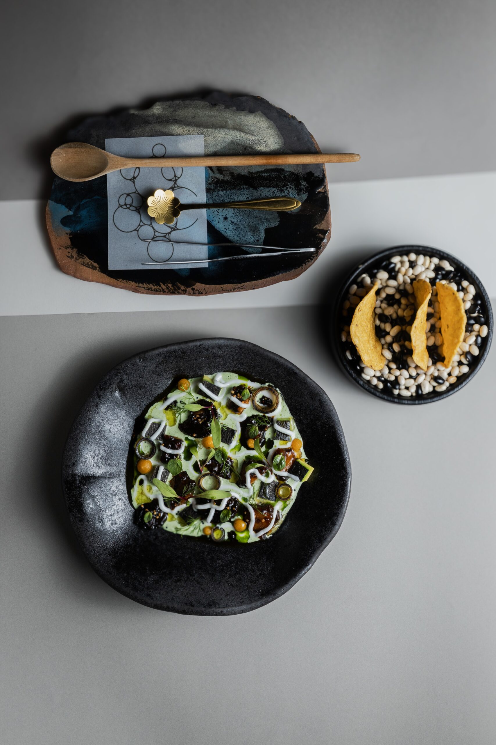 ▀ Ceviche de Pulpo - Leche de tigre emulsionada - Cremoso de Camote & Maíz. 
